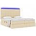 Letto con luci a strisce a LED Crema 180 x 200 cm Tessuto - Foto miniatura 3