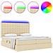 Letto con luci a strisce a LED Crema 180 x 200 cm Tessuto - Foto miniatura 4