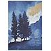 Stampa Dipinta Mountain Tree Paesaggio Montano Blu E Oro Su Tela 80x120 Cm - Foto miniatura 2