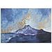 Stampa Dipinta Mountain Tree Paesaggio Montano Blu E Oro Su Tela 80x120 Cm - Foto miniatura 3