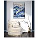 Stampa Dipinta Mountain Tree Paesaggio Montano Blu E Oro Su Tela 80x120 Cm - Foto miniatura 5