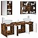 Set di Armadi da Bagno 5 pcs Rovere Fumo Legno ingegnerizzato - Foto miniatura 3