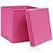 Scatole Portaoggetti con Coperchi 4pz Rosa 32x32x32 cm Tessuto - Foto miniatura 4
