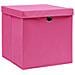 Scatole Portaoggetti con Coperchi 4pz Rosa 32x32x32 cm Tessuto - Foto miniatura 5
