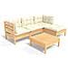 Set Divani Da Giardino 5 Pz Con Cuscini Crema Massello Di Pino - Foto miniatura 2