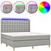 Letto A Molle Materasso E Led Grigio Chiaro 180x200 Cm Tessuto - Foto miniatura 2