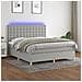 Letto A Molle Materasso E Led Grigio Chiaro 180x200 Cm Tessuto - Foto miniatura 1