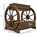 Fioriera In Legno Da Esterno A 2 Livelli Con 3 Vasi E Ruote Di Carro Stile Country, 64x54x60cm - Foto miniatura 4