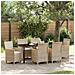 Set da Pranzo per Giardino 7 pcs Beige polyrattan - Foto miniatura 2