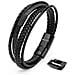 Bracciale in Pelle da Uomo, ""Wild"", 23cm, Nero - Foto miniatura 1