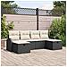 Set divano da giardino a 6 pezzi con cuscini in polyrattan nero - Foto miniatura 2