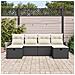 Set divano da giardino a 6 pezzi con cuscini in polyrattan nero - Foto miniatura 3