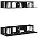 Set di mobili TV a parete in 4 pezzi in legno ingegnerizzato nero e rovere - Foto miniatura 2
