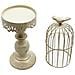 Candelabro Decorativo A Gabbia Per Uccelli, Bianco Nuziale Antico 38 Cm - Foto miniatura 2