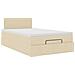 Struttura Letto Pouf con Materasso Crema 120x200 cm in Tessuto - Foto miniatura 6
