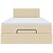 Struttura Letto Pouf con Materasso Crema 120x200 cm in Tessuto - Foto miniatura 7
