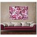 Stampa Dipinta Optic Con Fiori Rosa E Bordeaux Su Tela 80x120 Cm - Foto miniatura 5