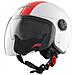Jet Moto Casco Parasole Bianco Doppia Visiera Grafica Rossa Omologato Ece Xl - Foto miniatura 4