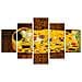 Quadro Moderno 5 pezzi in legno VOGUE 66X115 cm IL BACIO DI KLIMT - Foto miniatura 1
