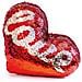 Set 2 Cuscino Arredo Forma Cuore Decorativo Imbottito Pajettes Scritta Love - Foto miniatura 2