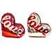 Set 2 Cuscino Arredo Forma Cuore Decorativo Imbottito Pajettes Scritta Love - Foto miniatura 1
