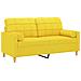Divano A 2 Posti Con Cuscini Giallo Chiaro 140 Cm In Tessuto - Foto miniatura 3