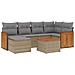 Set Divani Da Giardino 7 Pz Con Cuscini Beige In Polyrattan - Foto miniatura 2