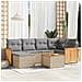 Set Divani Da Giardino 7 Pz Con Cuscini Beige In Polyrattan - Foto miniatura 1