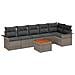 Set di Sofà da Giardino a 7 Pezzi con Cuscini Grigi Polyrattan Acacia, Sofà da Giardino a 2 Posti con Ripostiglio e Cuscini Grigi Polyrattan - Foto miniatura 1