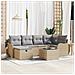 Set Divano da Giardino  7 Pezzi con Cuscini Beige Rattan Polimerico, Divano da Giardino  2 Posti con Cuscini Beige Rattan Polimerico - Foto miniatura 2
