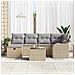 Set Divano da Giardino  7 Pezzi con Cuscini Beige Rattan Polimerico, Divano da Giardino  2 Posti con Cuscini Beige Rattan Polimerico - Foto miniatura 3