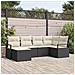 Set Divano da Giardino a 6 Pezzi con Cuscini in Polyrattan Nero,  Divano da Giardino a 2 Posti con Storage e Cuscini in Polyrattan Nero - Foto miniatura 2