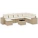 Set Divano da Giardino 9 pz con Cuscini Beige in Polyrattan - Foto miniatura 1