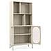 Libreria Industriale In Metallo Milie, Altezza 180 Cm, Con 2 Frontali, 4 Laterali, Colore Beige E Scanalatura In Vetro. - Foto miniatura 4