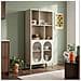 Libreria Industriale In Metallo Milie, Altezza 180 Cm, Con 2 Frontali, 4 Laterali, Colore Beige E Scanalatura In Vetro. - Foto miniatura 1
