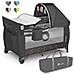 Sven Plus 2 In 1 Box Bambini Lettino Bambino Fasciatoio Giocattoli Pendenti Baldacchino Con Zanzariera Ingresso Laterale Aggiuntivo Rotelle Mobili Sistema Lockguard (grigio)  - Foto miniatura 1