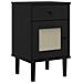 Comodino Senja Aspetto Rattan Nero 40x35x65 Cm In Legno Pino - Foto miniatura 1
