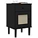 Comodino Senja Aspetto Rattan Nero 40x35x65 Cm In Legno Pino - Foto miniatura 2