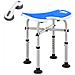 Sgabello da Doccia Regolabile in Altezza con Maniglione, Seduta Imbottita a U e Piedini Antiscivolo, Blu - Foto miniatura 1