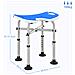 Sgabello da Doccia Regolabile in Altezza con Maniglione, Seduta Imbottita a U e Piedini Antiscivolo, Blu - Foto miniatura 3