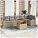 Set Divano da Giardino  7 Pezzi con Cuscini Beige Rattan Polipropilene, Divano da Giardino  2 Posti con Stoccaggio e Cuscini Beige Rattan Polipropilene - Foto miniatura 2