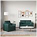 Divano 2 pcs Verde Scuro 139 x 78 x 80 cm Tessuto - Foto miniatura 3