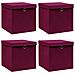 Scatole con Coperchi 4pz Rosso Scuro 32x32x32 cm Tessuto - Foto miniatura 1