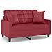 Divano A 2 Posti Con Cuscini Rosso Vino 120 Cm In Similpelle - Foto miniatura 2