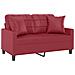 Divano A 2 Posti Con Cuscini Rosso Vino 120 Cm In Similpelle - Foto miniatura 3