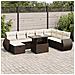 Set Divani Da Giardino 9pz Con Cuscini Marrone In Polyrattan - Foto miniatura 1