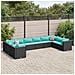 Set Salotto da Giardino 10pz con Cuscini in Polyrattan Nero - Foto miniatura 2
