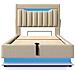 Letto Imbottito Idraulico 90x200cm, Letto Singolo, Letto Contenitore Con Connessioni Usb E Tipo C, Illuminazione Led Alla Testa E Ai Piedi Del Letto, Biancheria, Beige, Con Materasso - Foto miniatura 3