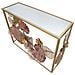 Console Glam Redy In Ferro E Vetro Con Decori Floreali Cm 114x41,5x80 - Foto miniatura 3
