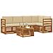 Set divani 6 pcs Naturale e Beige Legno di Acacia Massello - Foto miniatura 3